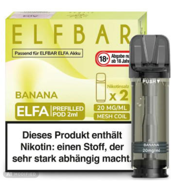 Elfbar - ELFA - 2x 2ml Prefilled Pod 20mg - Banana