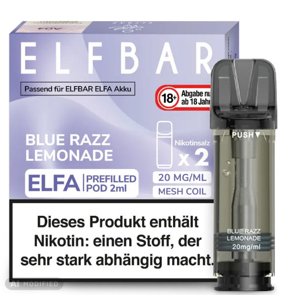 Elfbar - ELFA - 2x 2ml Prefilled Pod 20mg - Blue Razz Lemonade