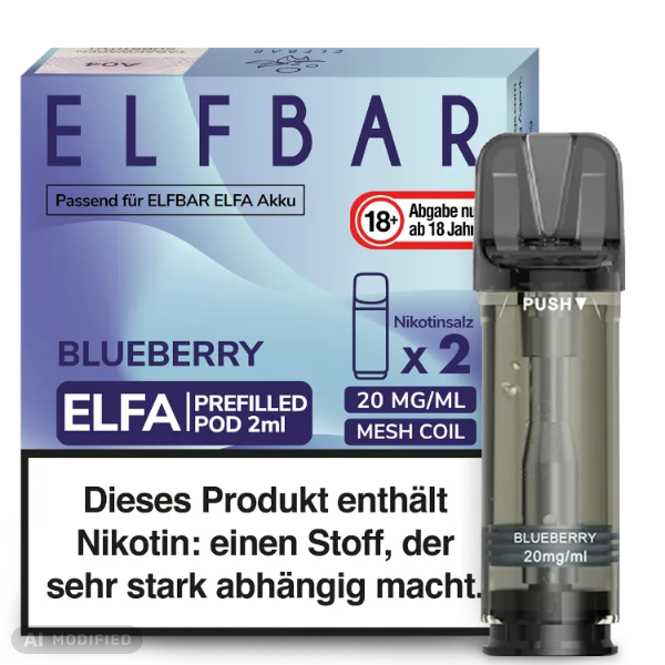 Elfbar - ELFA - 2x 2ml Prefilled Pod 20mg - Blueberry