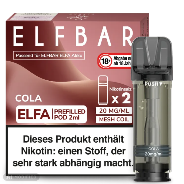 Elfbar - ELFA - 2x 2ml Prefilled Pod 20mg - Cola