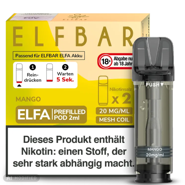 Elfbar - ELFA - 2x 2ml Prefilled Pod 20mg - Mango
