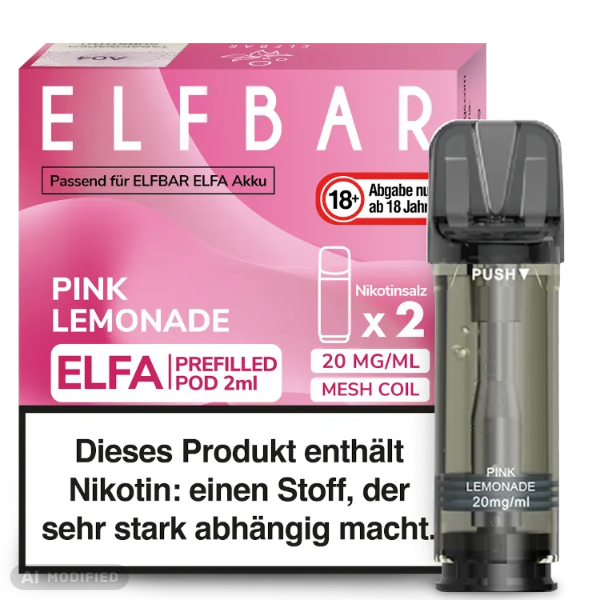 Elfbar - ELFA - 2x 2ml Prefilled Pod 20mg - Pink Lemonade