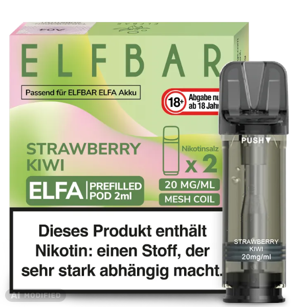 Elfbar - ELFA - 2x 2ml Prefilled Pod 20mg - Strawberry Kiwi