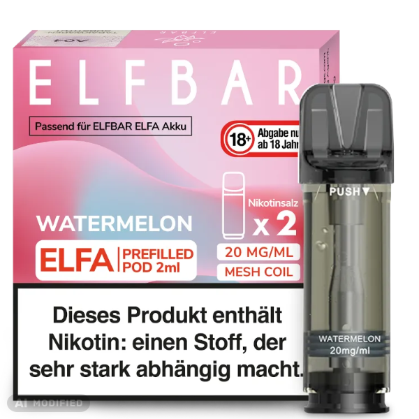 Elfbar - ELFA - 2x 2ml Prefilled Pod 20mg - Watermelon