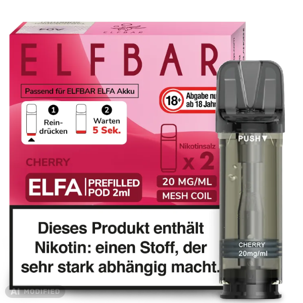 Elfbar - ELFA - 2x 2ml Prefilled Pod 20mg - Cherry