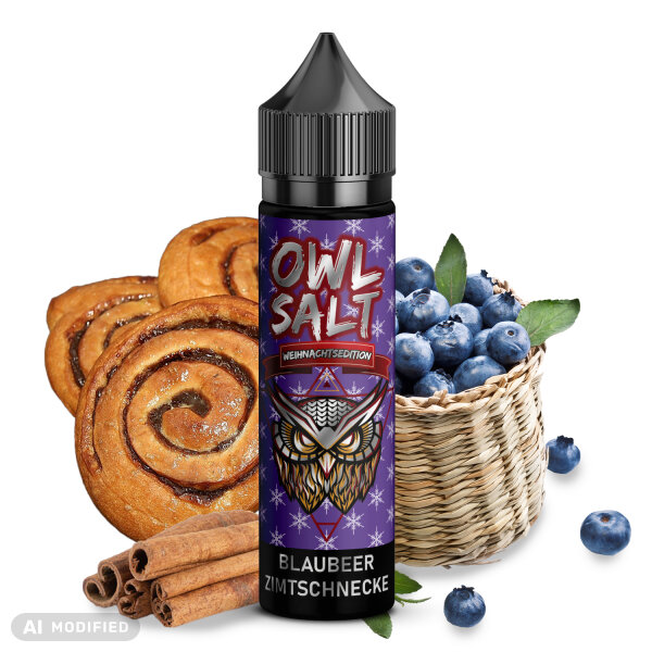 OWL Salt Longfill Aroma 10ml in 60ml - Weihnachtsedition - Blaubeer Zimtschnecke