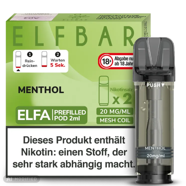 Elfbar - ELFA - 2x 2ml Prefilled Pod 20mg - Menthol