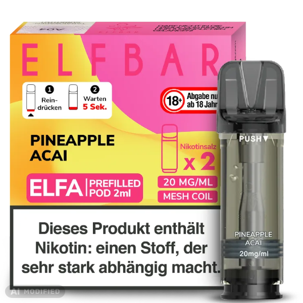 Elfbar - ELFA - 2x 2ml Prefilled Pod 20mg - Pineapple Acai