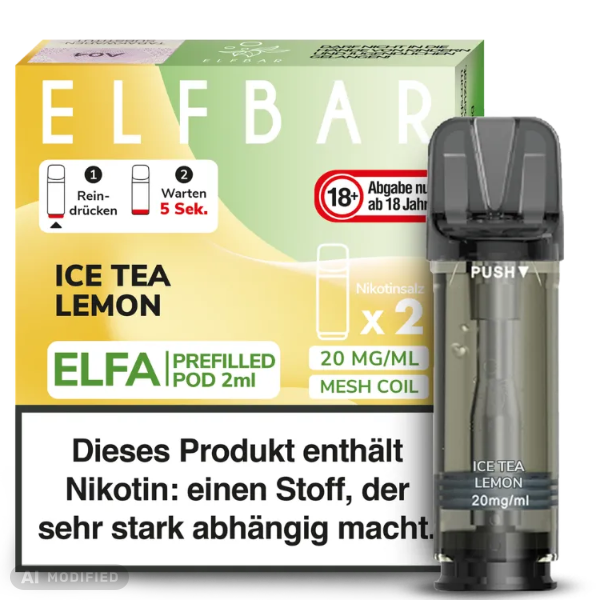 Elfbar - ELFA - 2x 2ml Prefilled Pod 20mg - Ice Tea Lemon